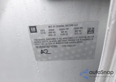 2016 Chevrolet Malibu 1Lt z USA, uszkodzony, nr VIN 1G1ZE5ST7GF197360